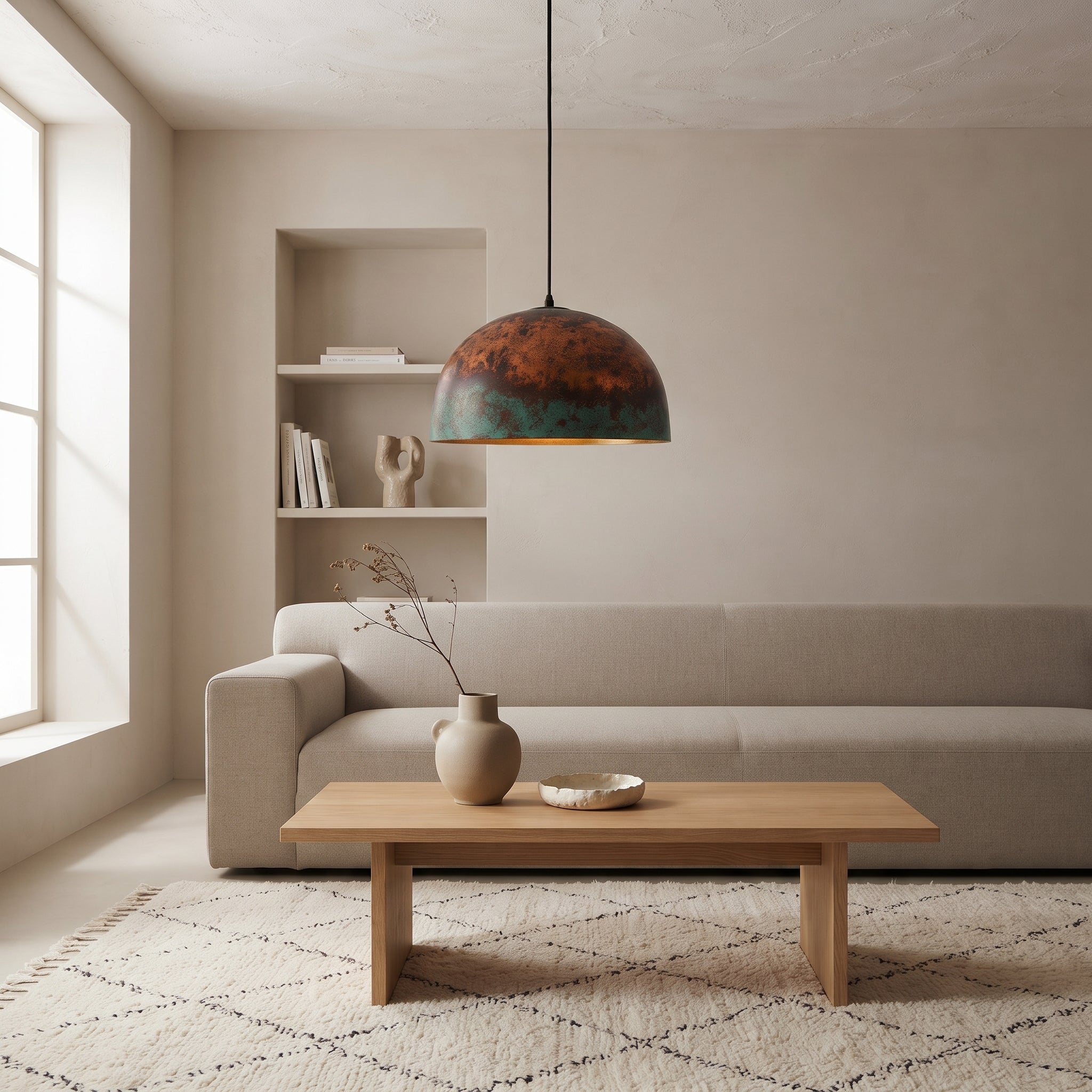 Oxidized Copper Dome Pendant Light