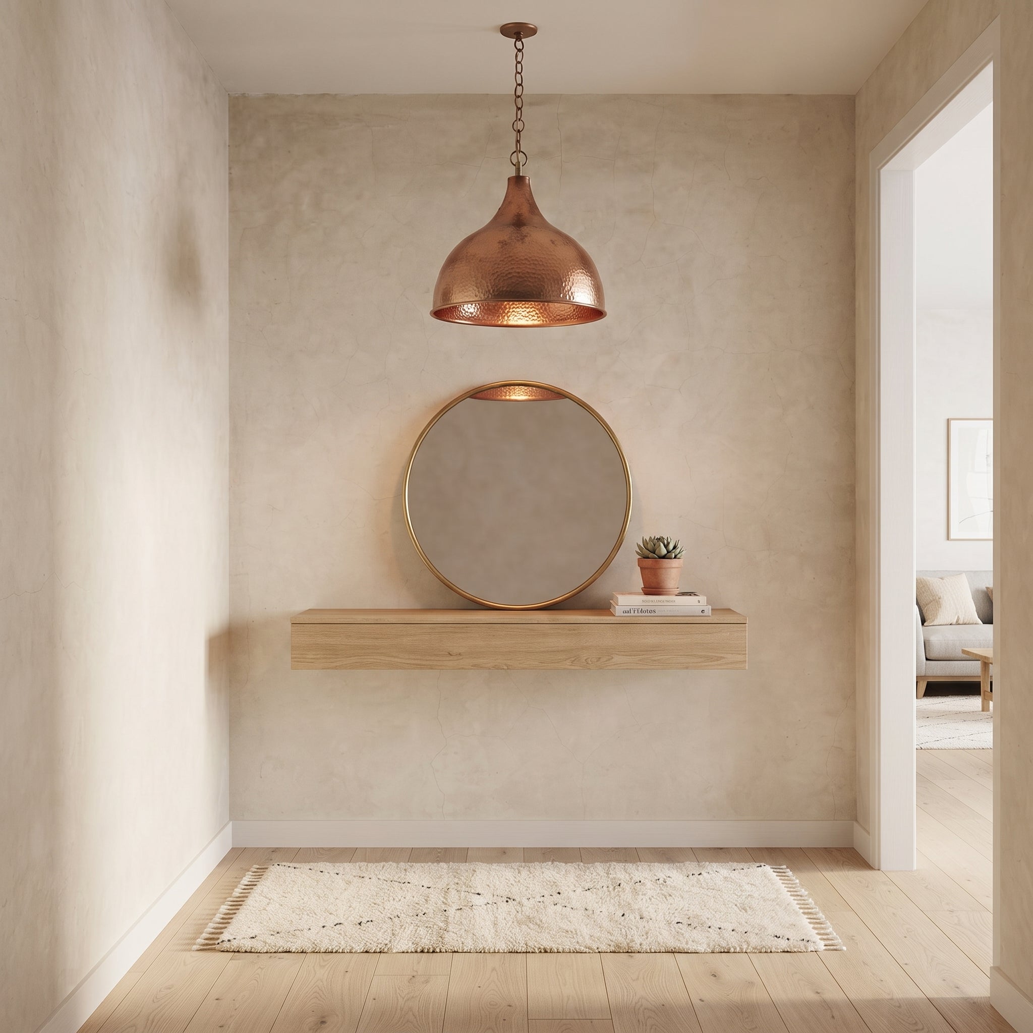 Hammered Copper Bell Pendant Light