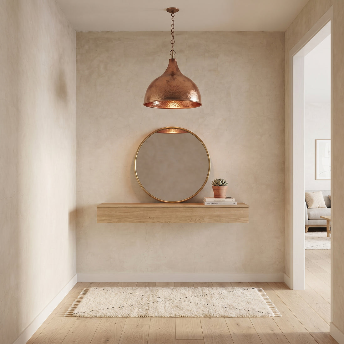 Hammered Copper Bell Pendant Light