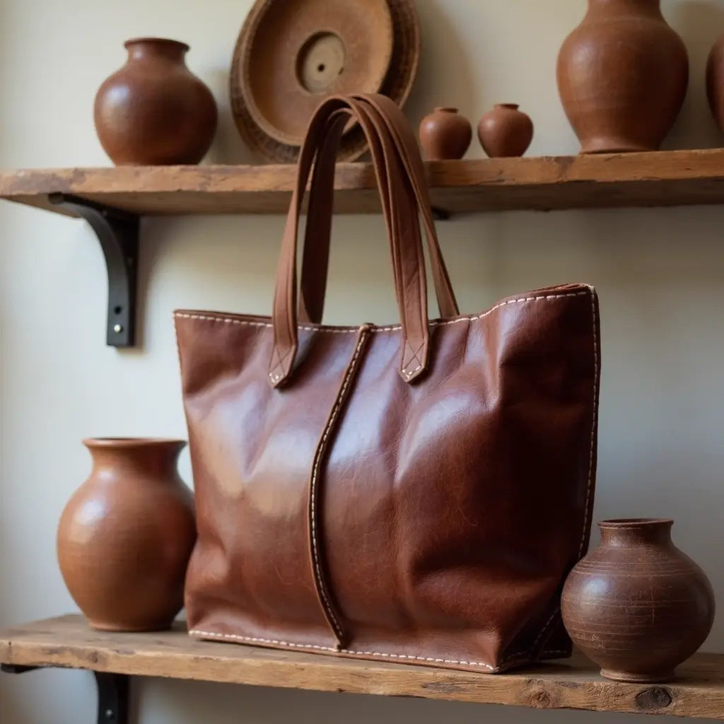 Classic Leather Tote Bag – Handmade Minimalist Everyday Bag