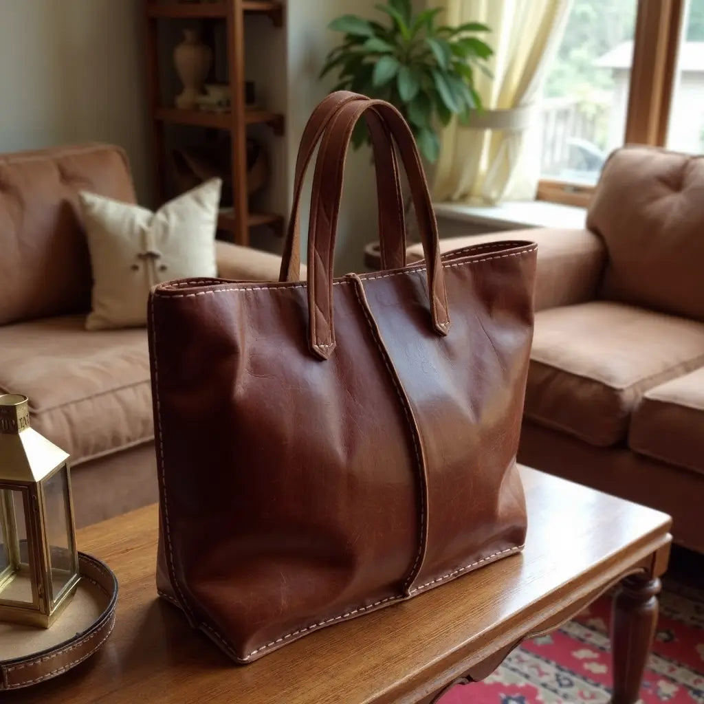 Classic Leather Tote Bag – Handmade Minimalist Everyday Bag