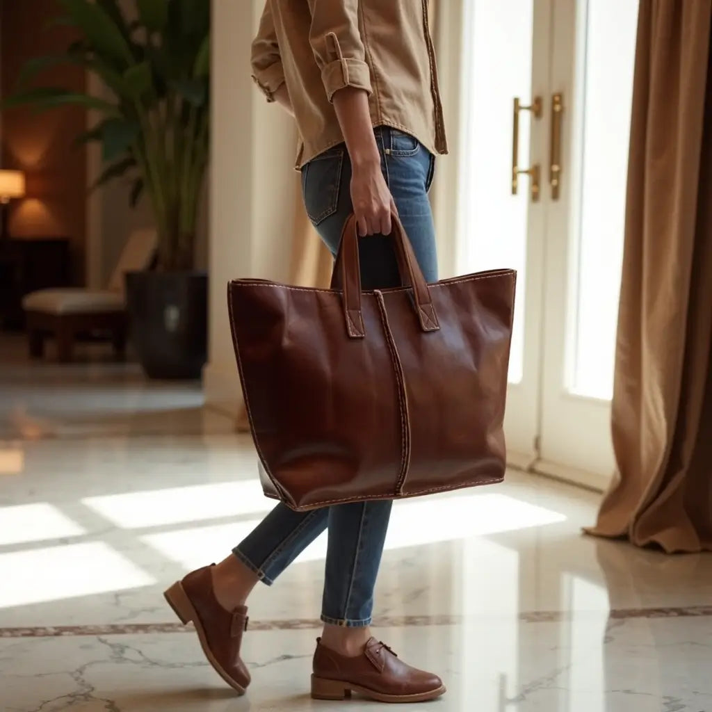 Classic Leather Tote Bag – Handmade Minimalist Everyday Bag