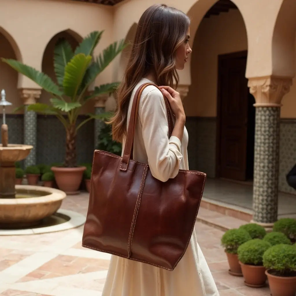 Classic Leather Tote Bag – Handmade Minimalist Everyday Bag