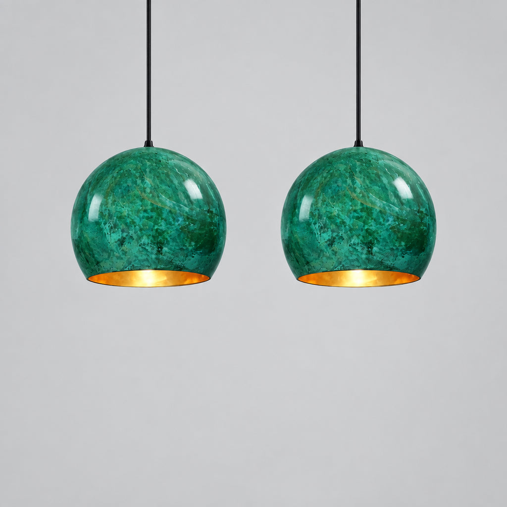 Oxidized Green Brass Dome Pendant Light