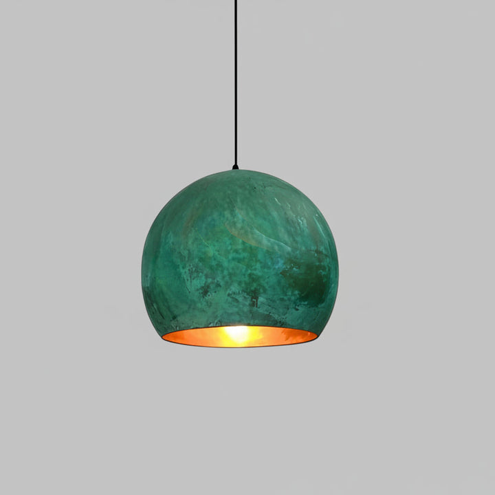 Oxidized Green Brass Dome Pendant Light