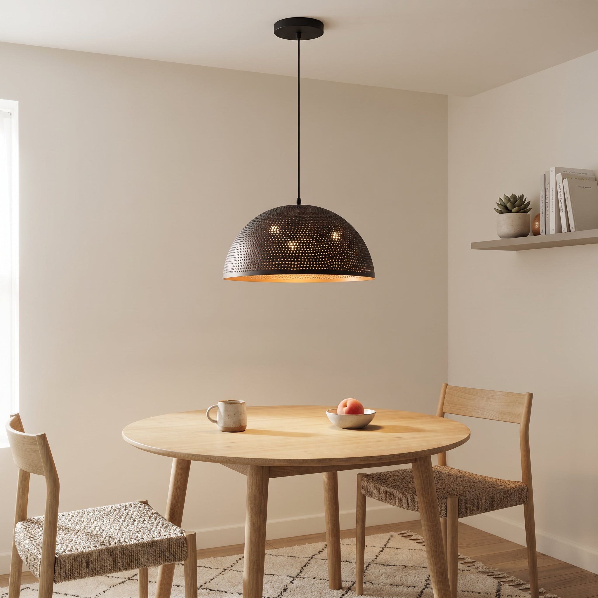 Black Hammered Brass Dome Pendant Light