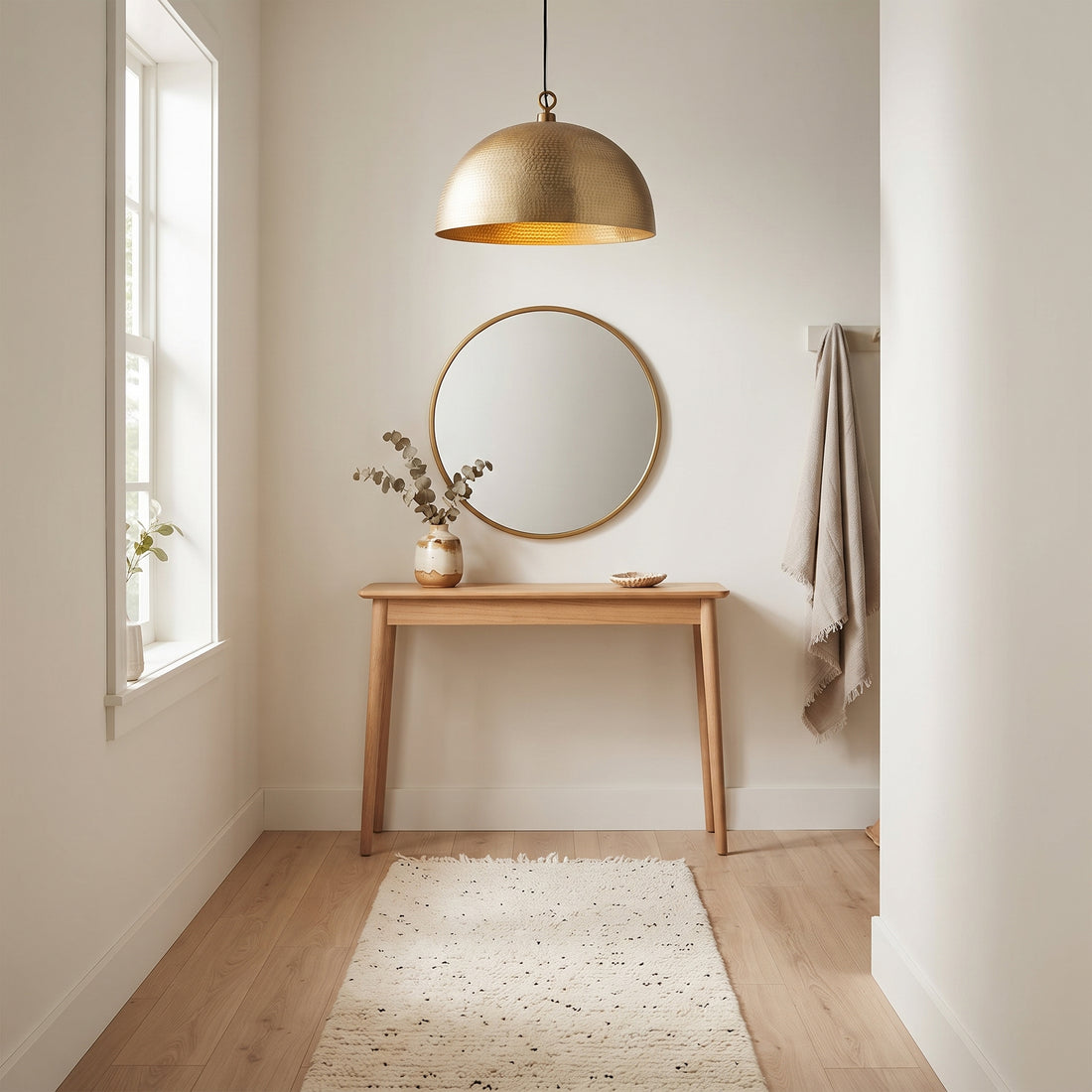 Hammered Brass Dome Pendant Light