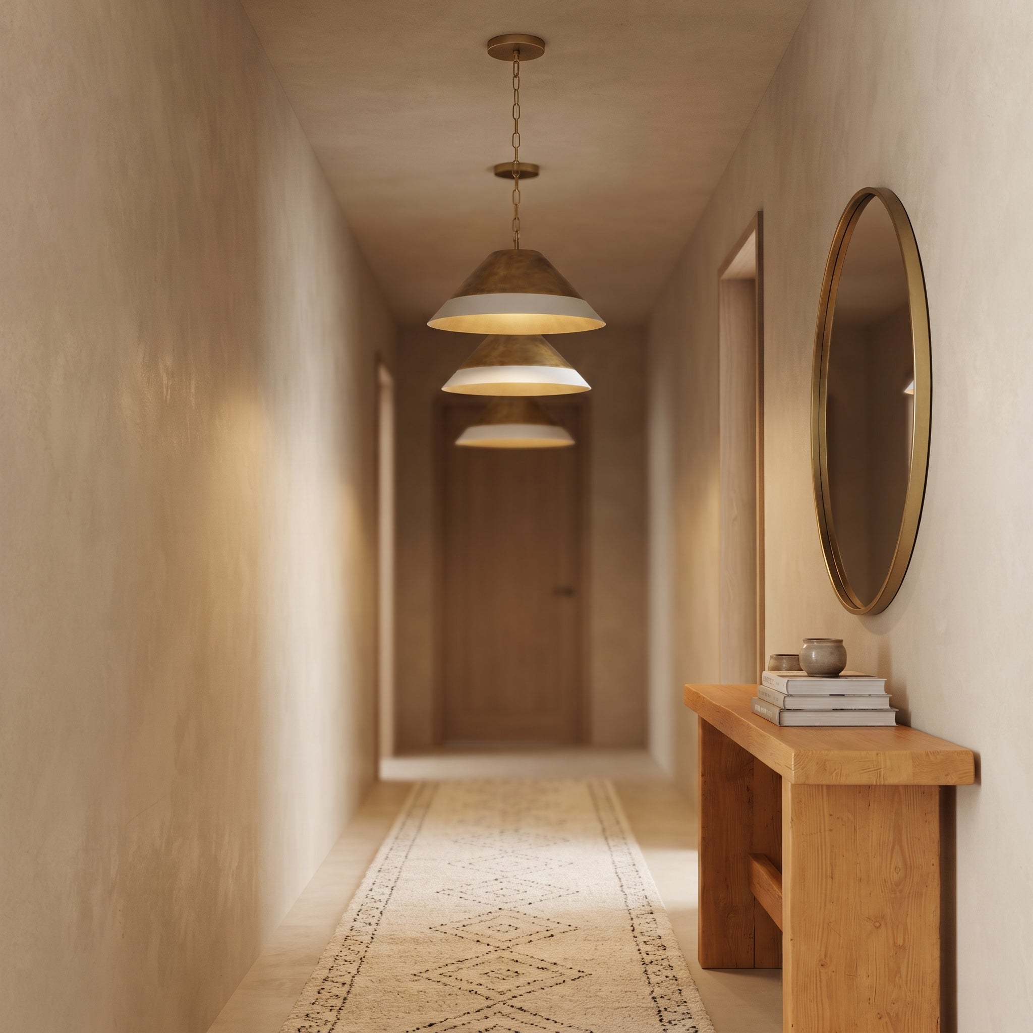 Two-Tone Handmade Brass Dome Pendant Light