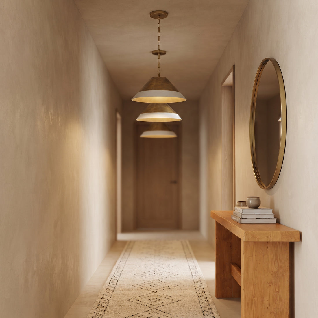 Two-Tone Handmade Brass Dome Pendant Light