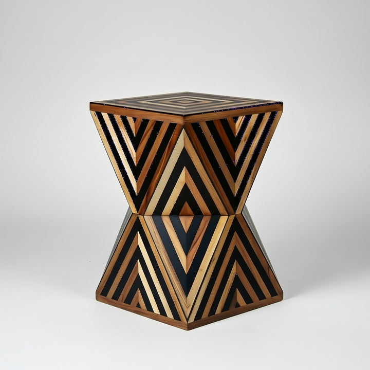 Handcrafted Geometric Wooden Side Table – Modern Accent Design