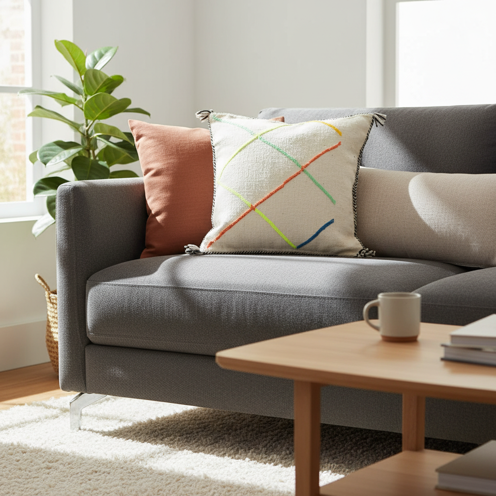 Geometric Moroccan Pillow Cover with Tassels