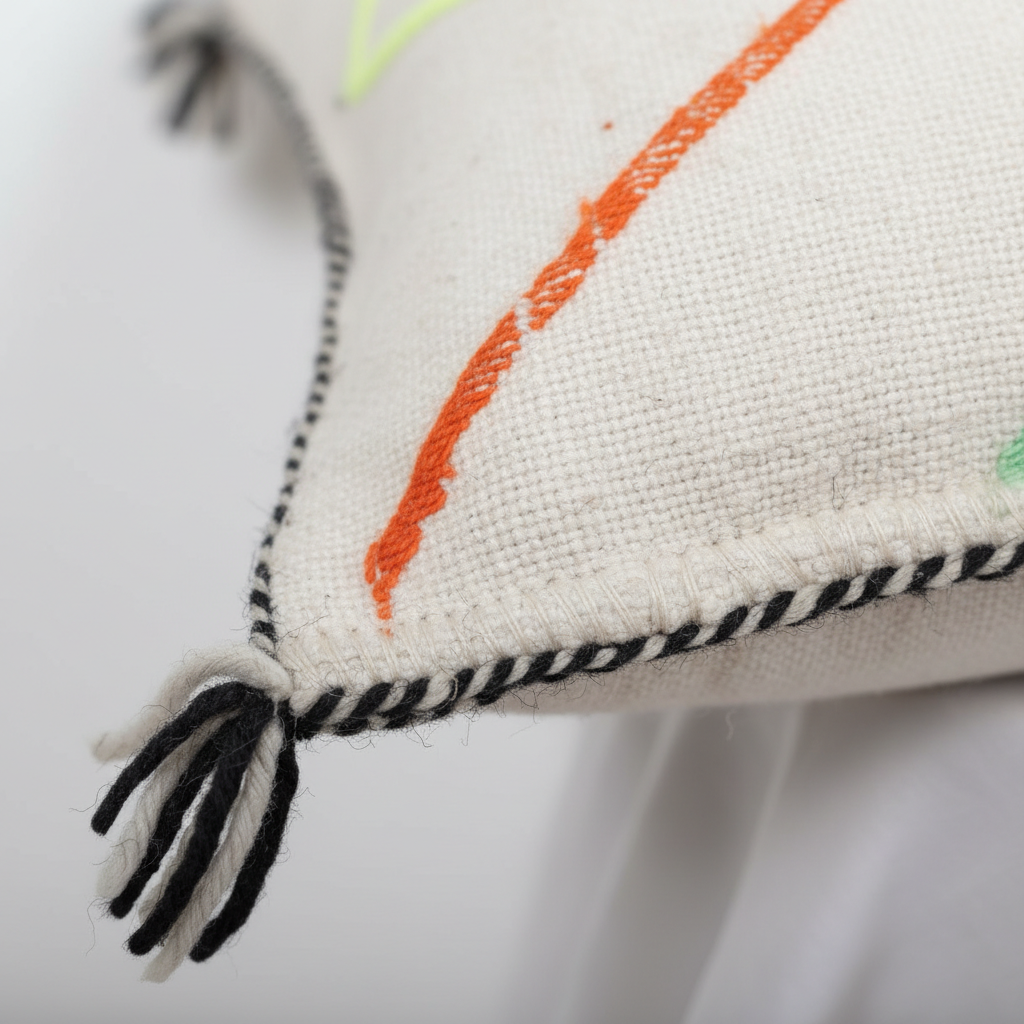 Geometric Moroccan Pillow Cover with Tassels