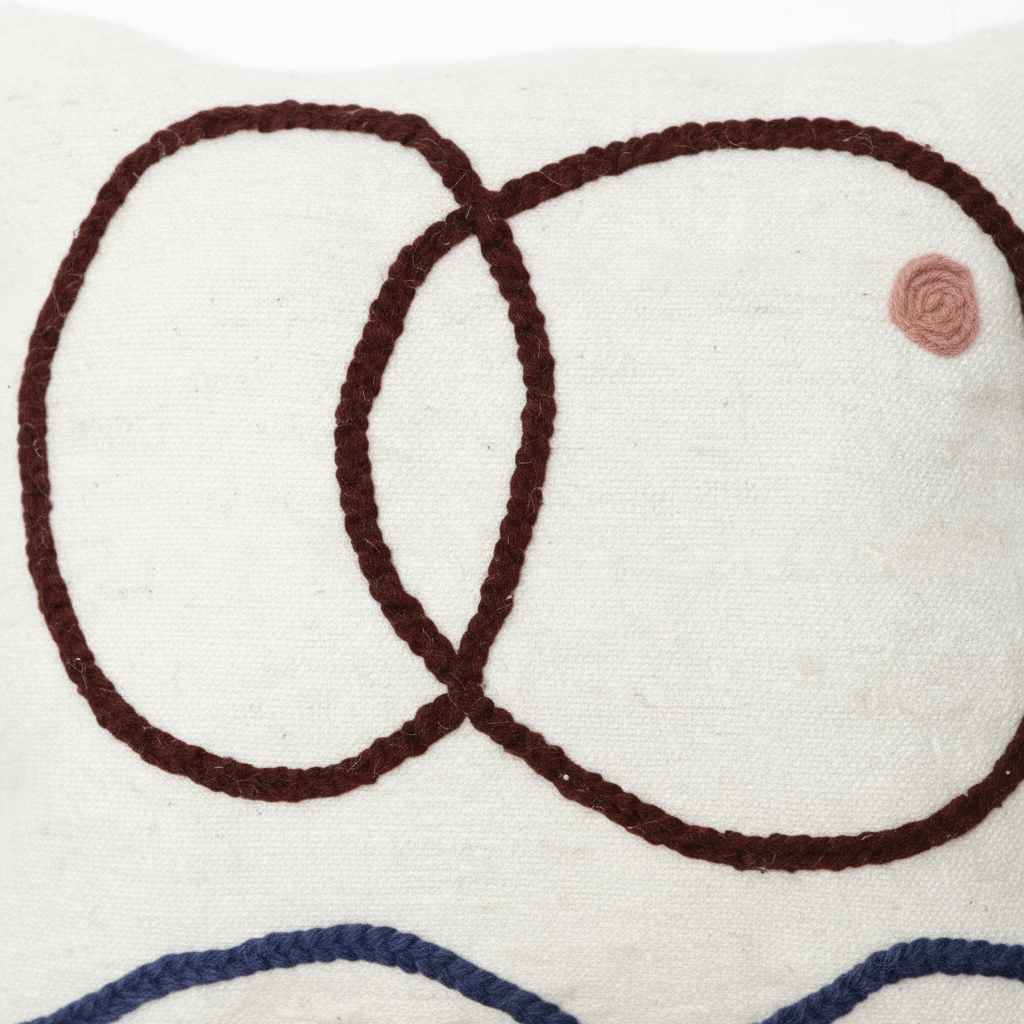 Neutral Cushions with Colorful Wool Moroccan Design
