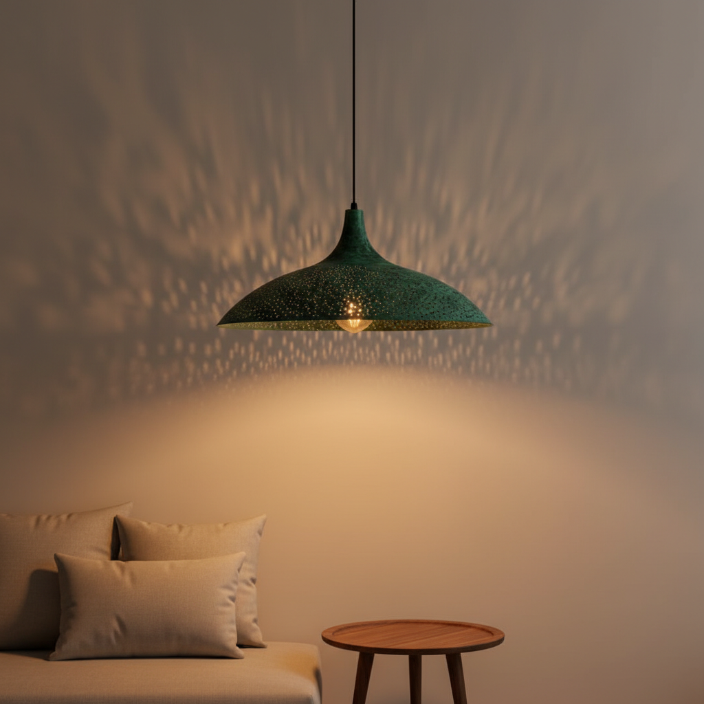 Brass Green Pendant Lamp – Moroccan Minimalist Ceiling Light