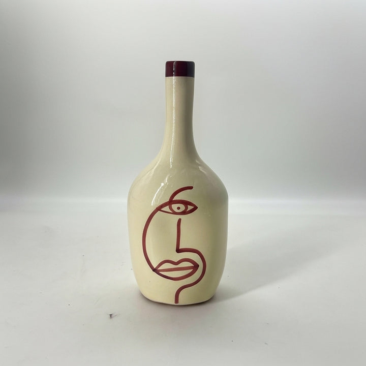 Handmade Ceramic Vase – Modern Face Art Pottery Bottle Vase