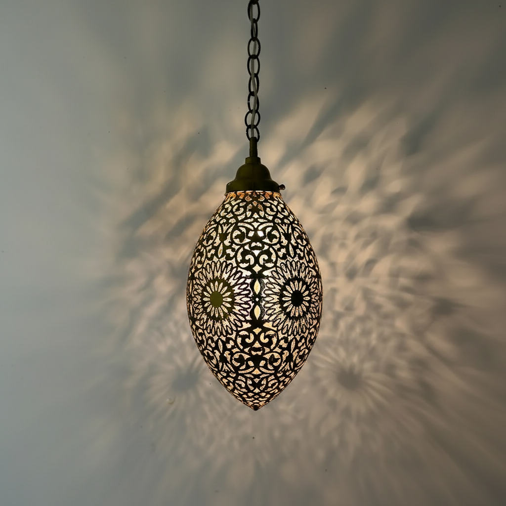 Handmade Brass Pendant Lamp – Ornate Metal Hanging Light Fixture