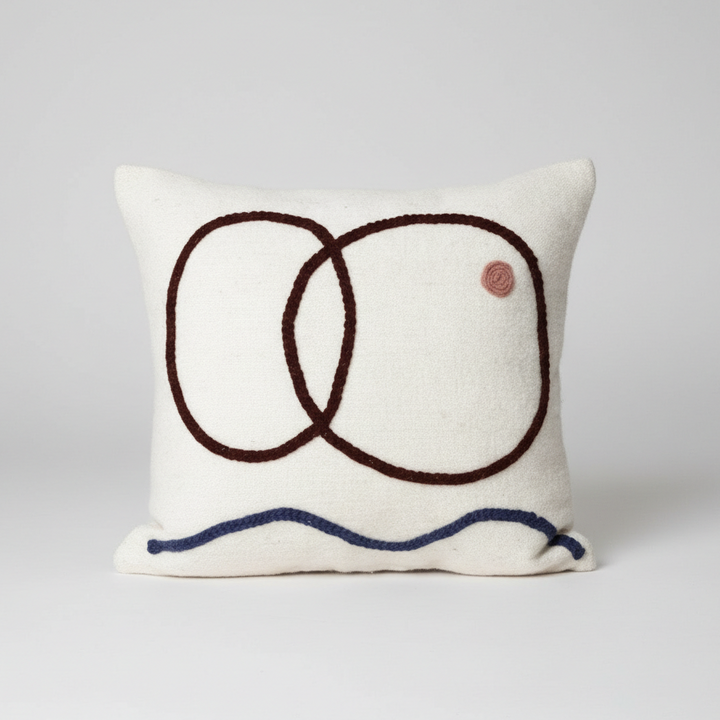 Neutral Cushions with Colorful Wool Moroccan Design