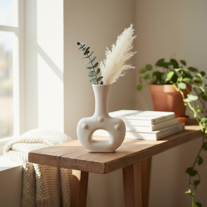 Handmade Ceramic Vase – Minimalist Sculptural Neutral Pottery Vase