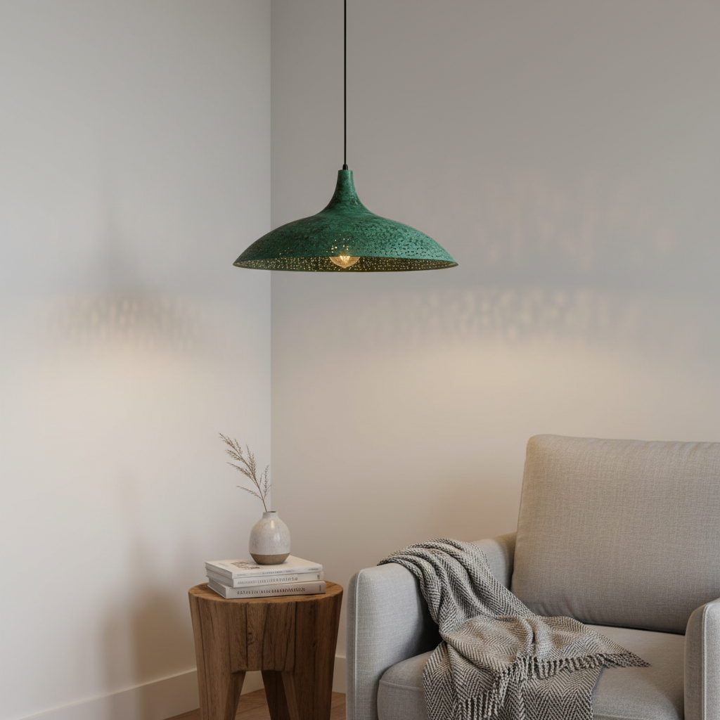 Brass Green Pendant Lamp – Moroccan Minimalist Ceiling Light