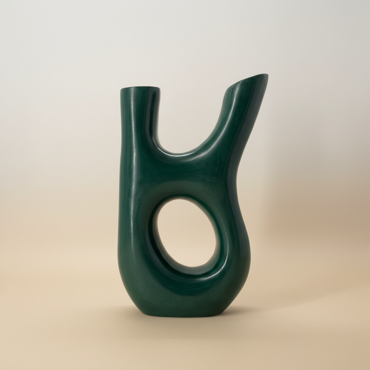 Handmade Ceramic Vase – Abstract Green Sculptural Modern Vase