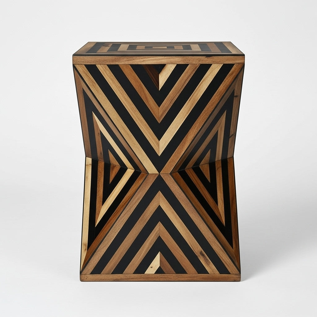 Handcrafted Geometric Wooden Side Table – Modern Accent Design