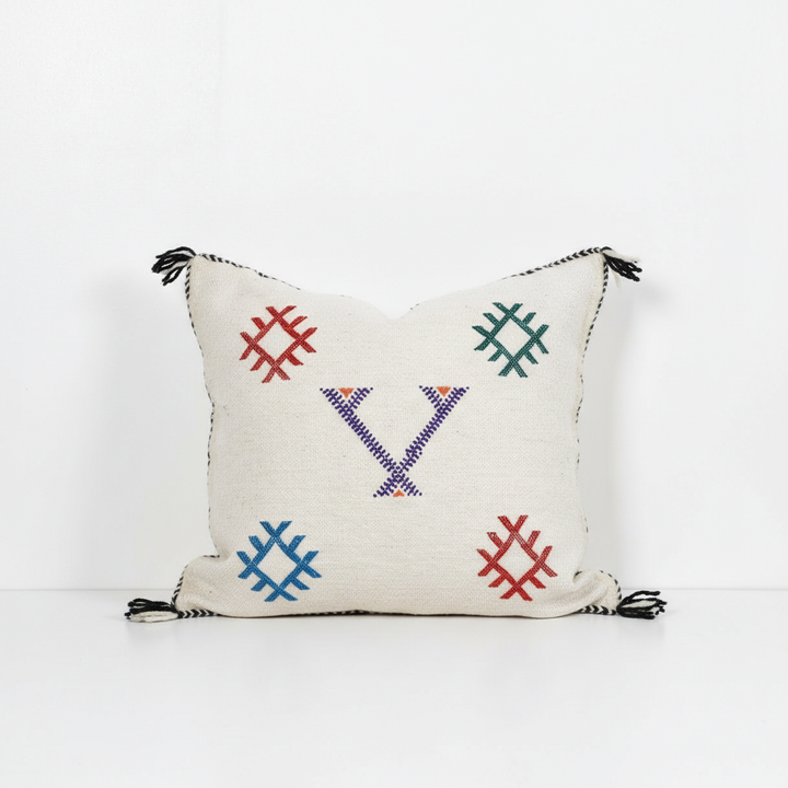 Berber Pillow Cover – Handwoven Moroccan Style Cushion Cover with Colorful Tribal Embroidery