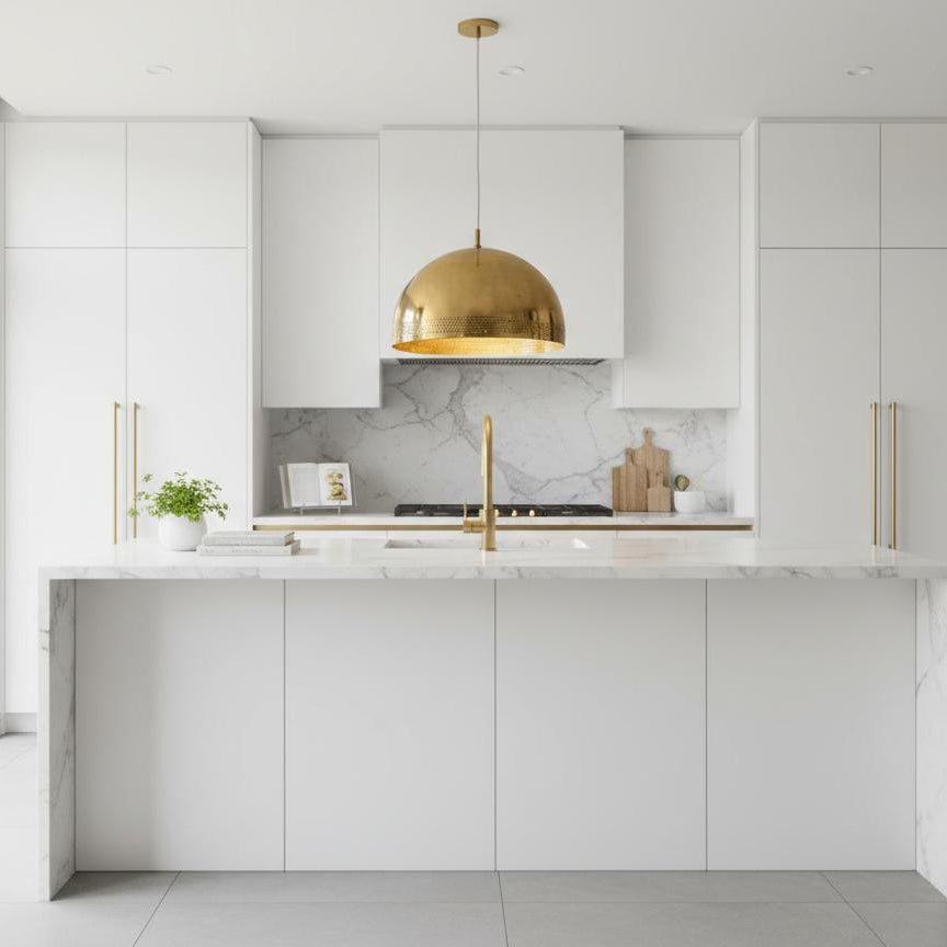 Gold Dome Pendant Lamp – Handmade Minimalist Ceiling Light