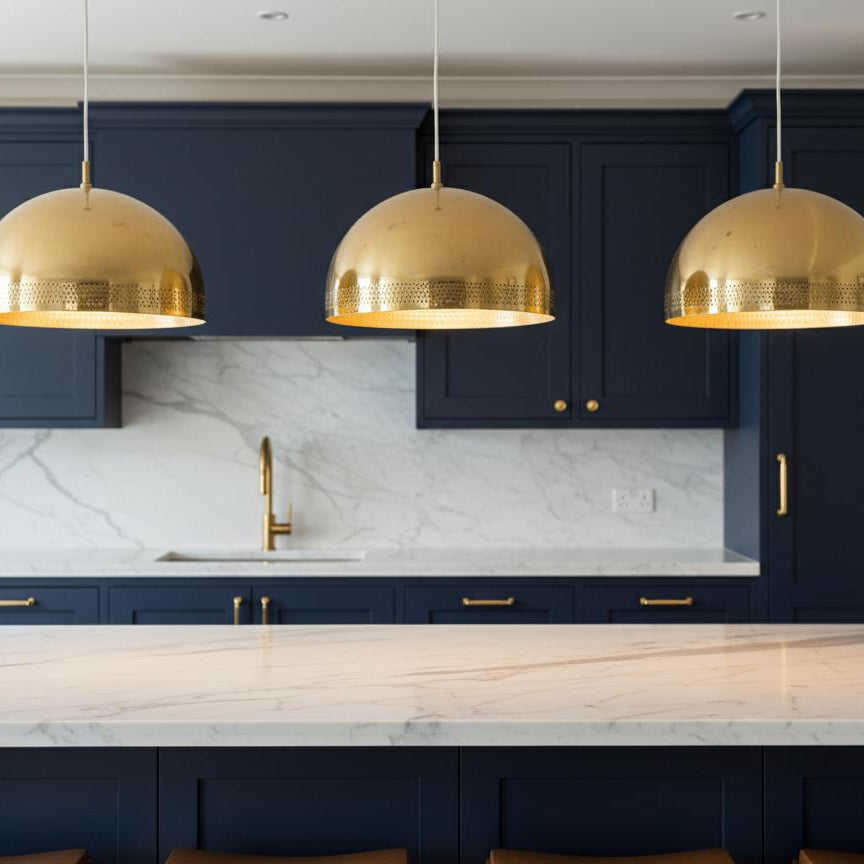 Gold Dome Pendant Lamp – Handmade Minimalist Ceiling Light