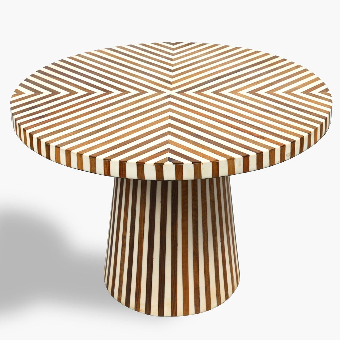 Brown Moroccan wood and resin side table with 30 inch width