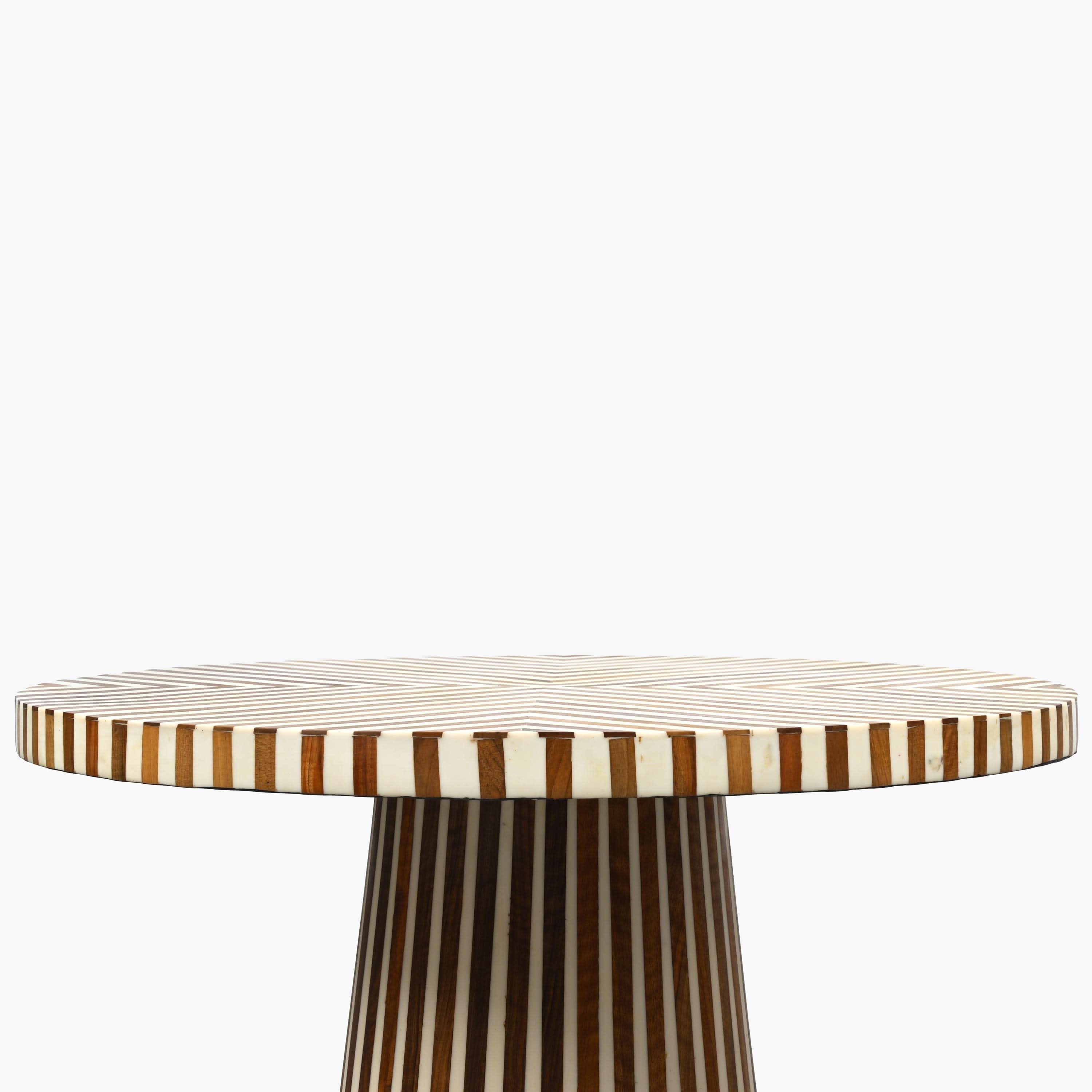 Handcrafted brown wood and resin side table from Marrakesh