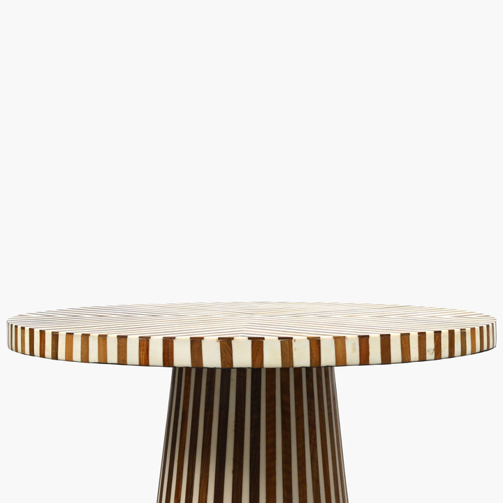 Handcrafted brown wood and resin side table from Marrakesh