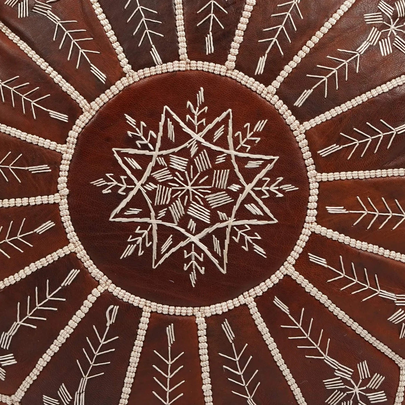 Luxury Handcrafted Brown Moroccan Leather Pouf