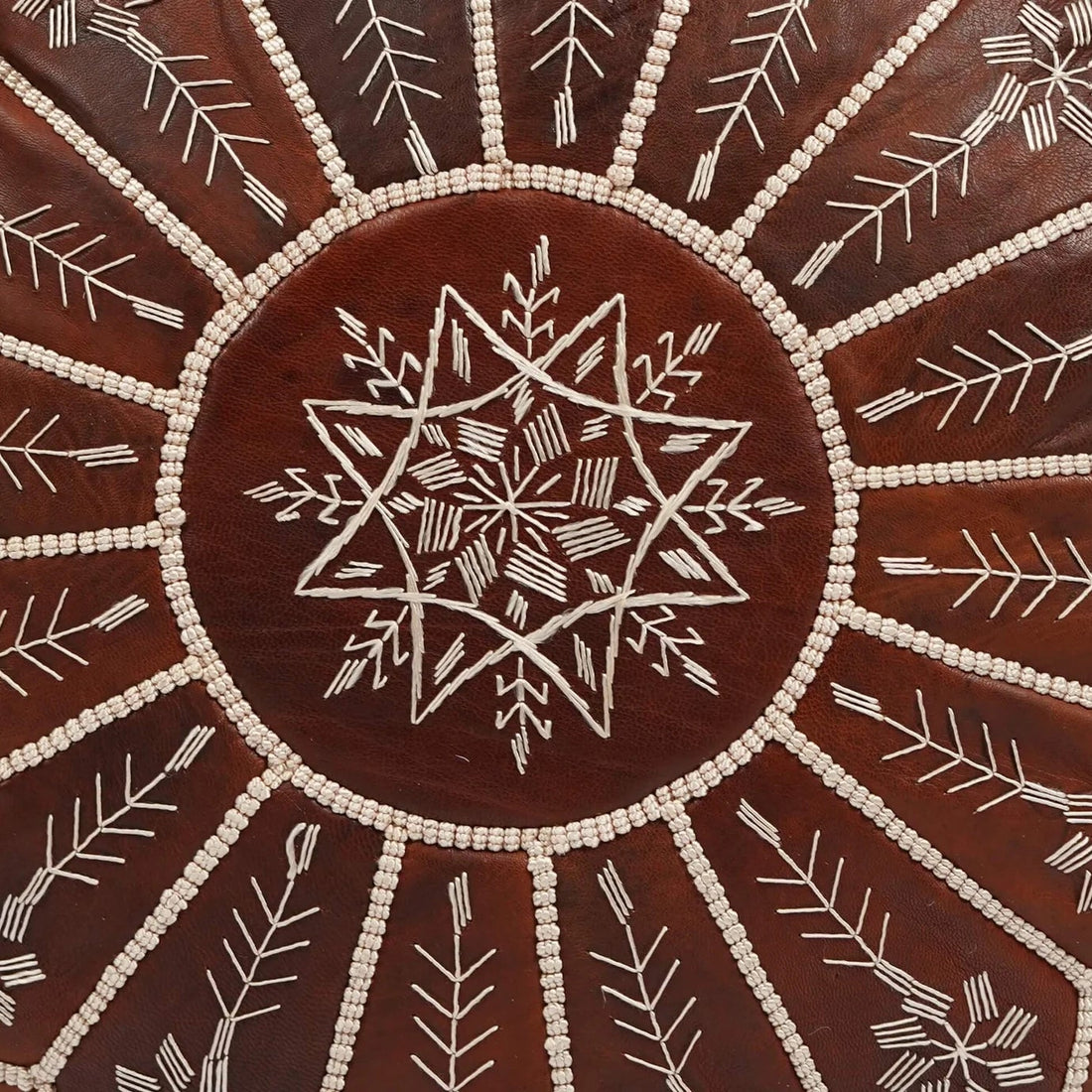 Luxury Handcrafted Brown Moroccan Leather Pouf