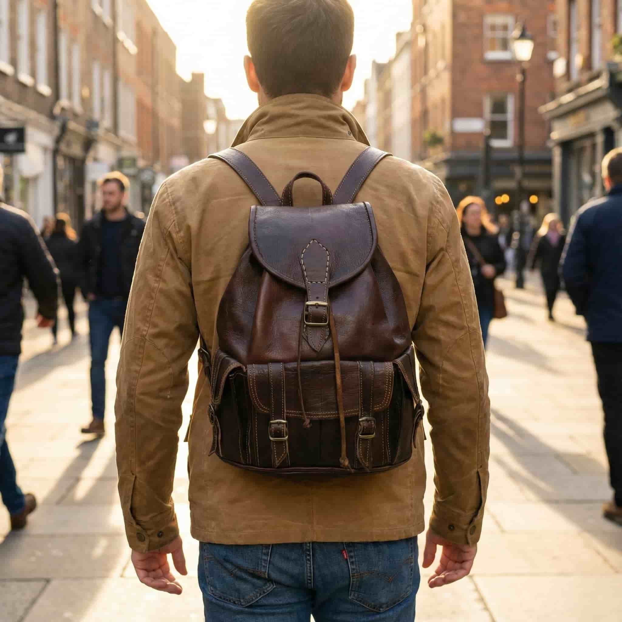 Moroccan Leather Backpack – Handmade Minimalist Bag