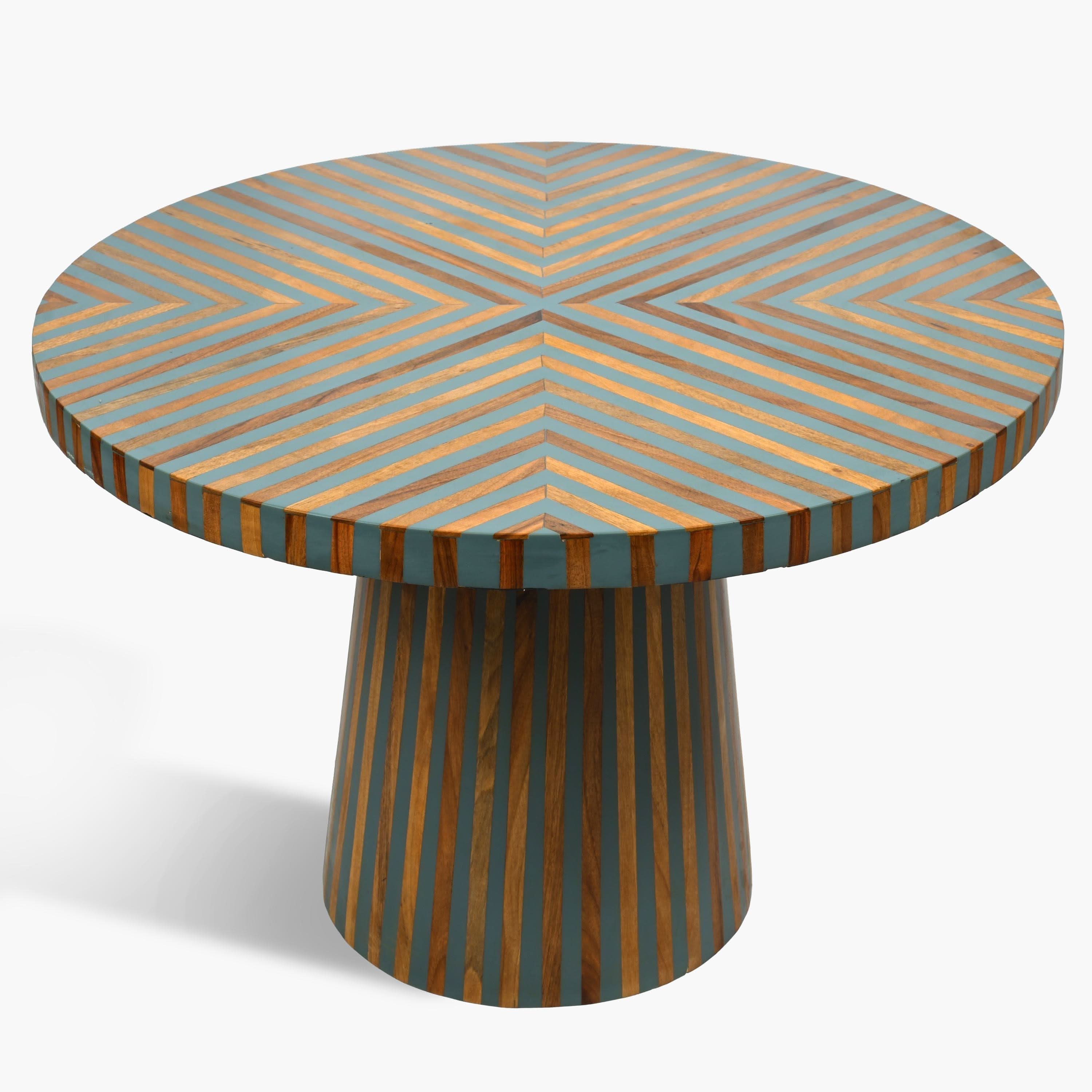 Gray Moroccan wood and resin side table handcrafted in Marrakesh