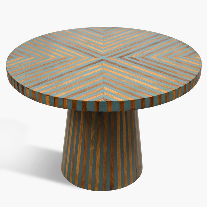 Gray Moroccan wood and resin side table handcrafted in Marrakesh