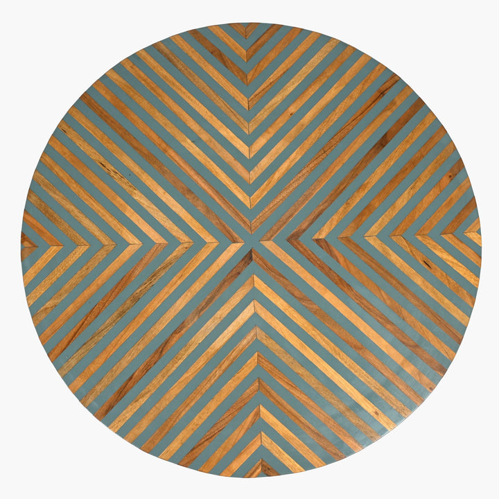 Handcrafted gray Moroccan wood and resin side table detail