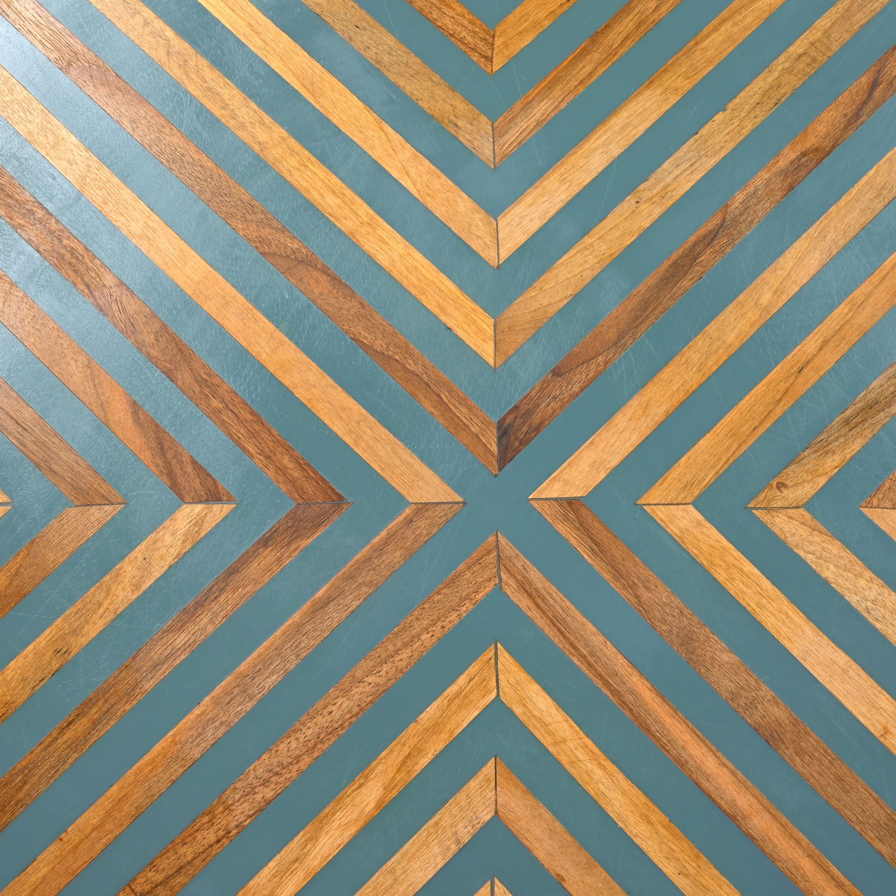 Handmade gray wood and resin side table from Marrakesh