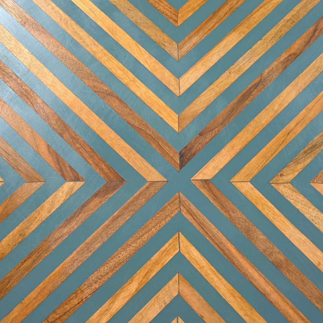 Handmade gray wood and resin side table from Marrakesh