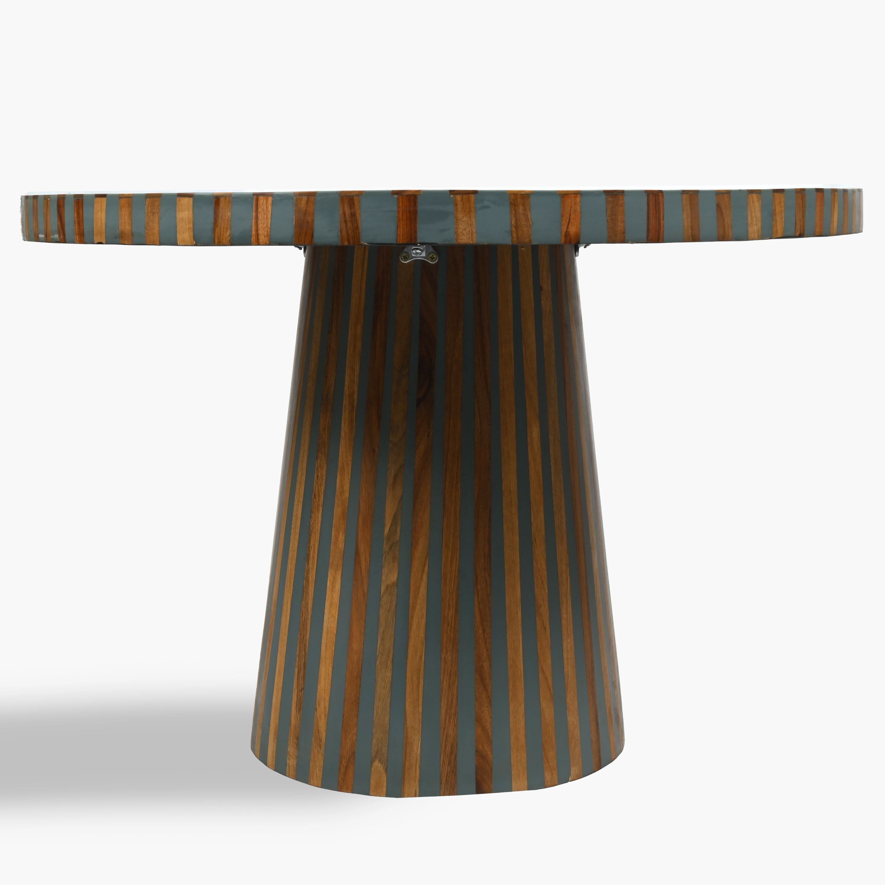 Gray wood and resin side table handcrafted Moroccan furniture