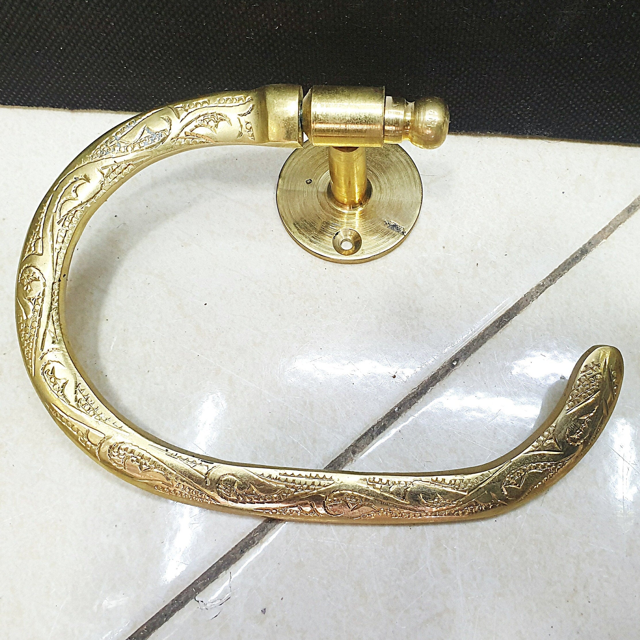 Hand-Engraved Brass Toilet Paper Holder