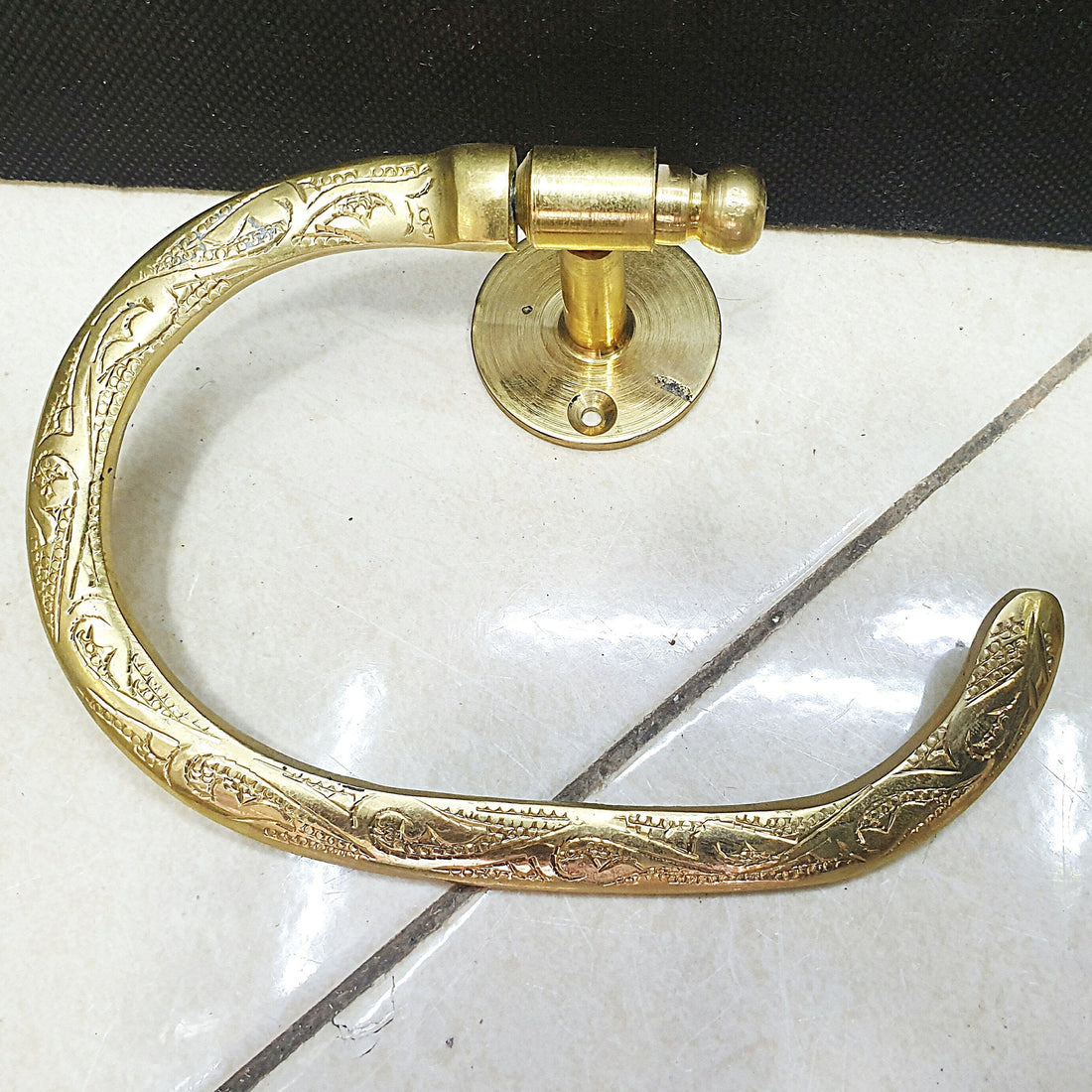 Hand-Engraved Brass Toilet Paper Holder