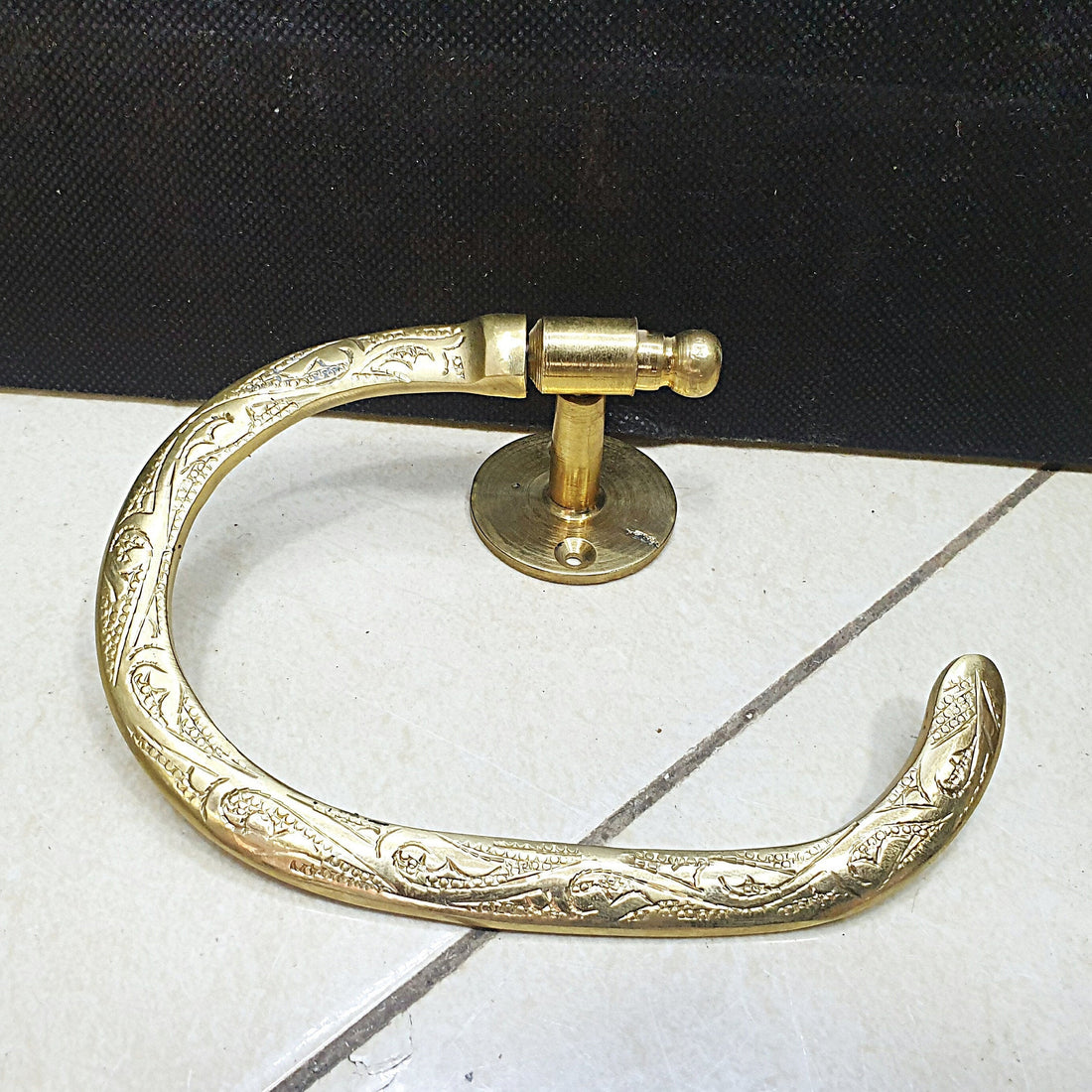 Hand-Engraved Brass Toilet Paper Holder