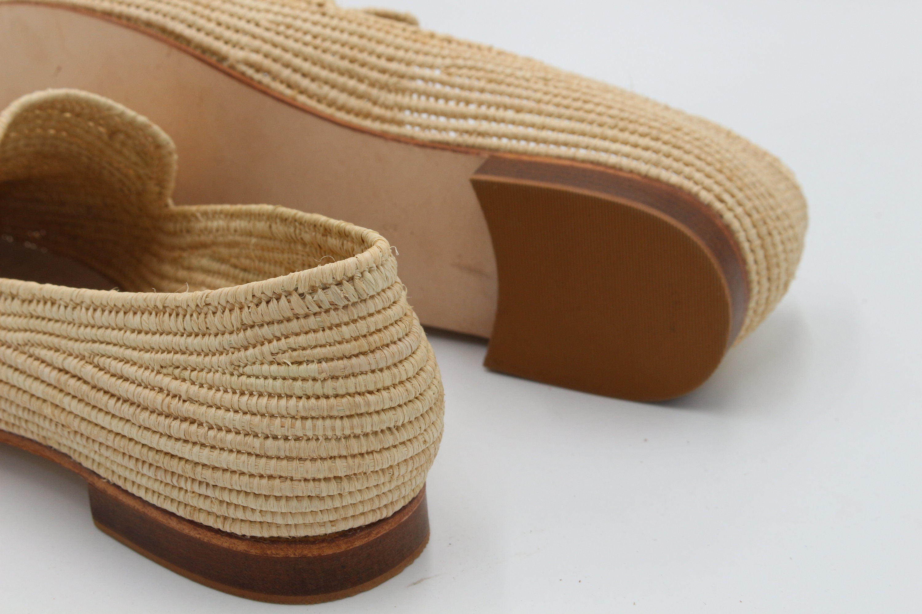 Classic Raffia Loafers – Copper & Natural Minimal Style