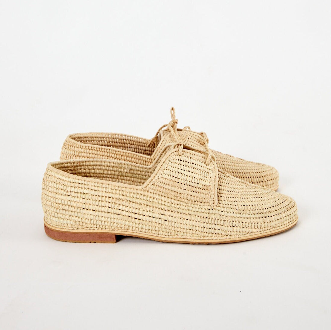 Minimal Raffia Lace-Up Shoes – Handwoven Natural Style