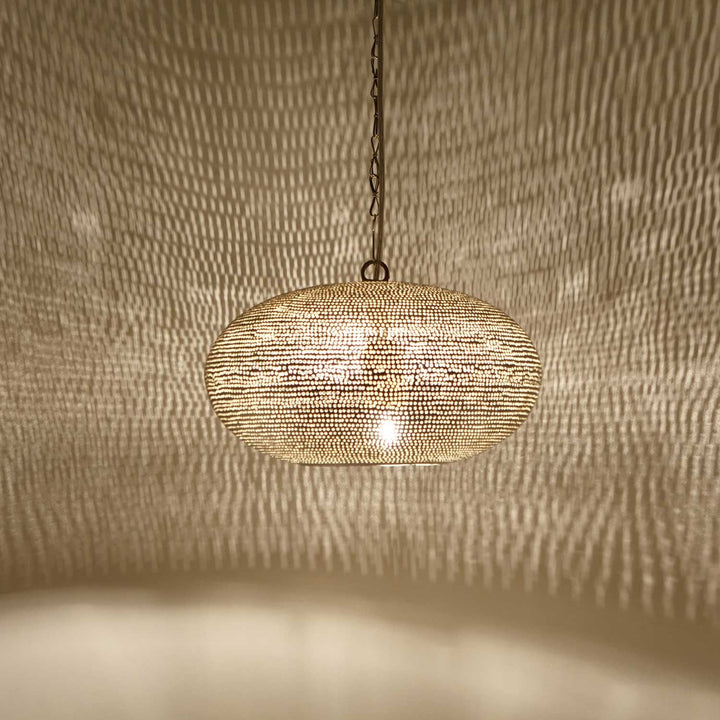 Vintage Moroccan Pierced Brass Pendant Light