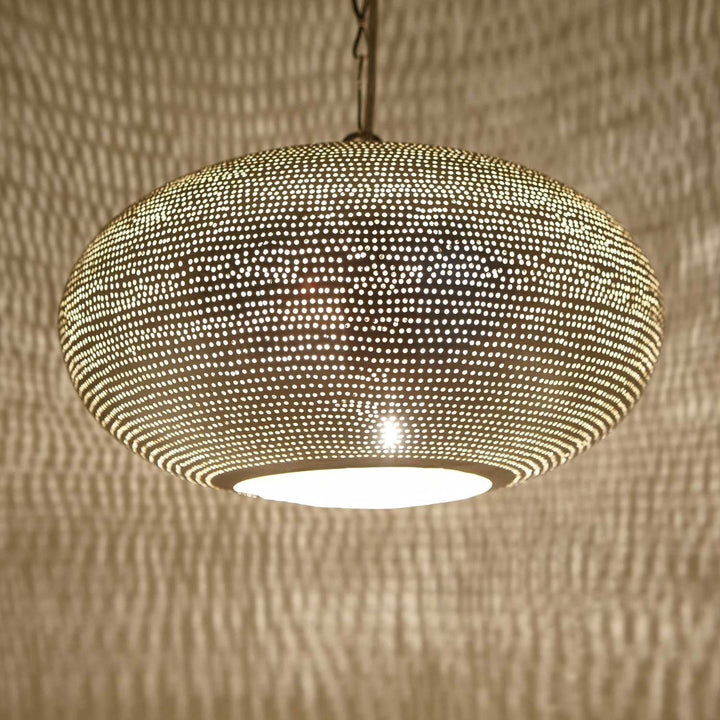 Vintage Moroccan Pierced Brass Pendant Light