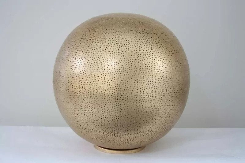 Minimalist Round Moroccan Brass Table Lamp
