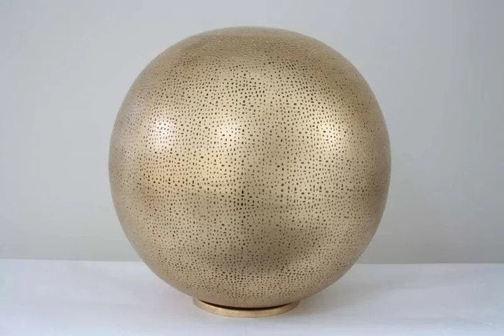 Minimalist Round Moroccan Brass Table Lamp