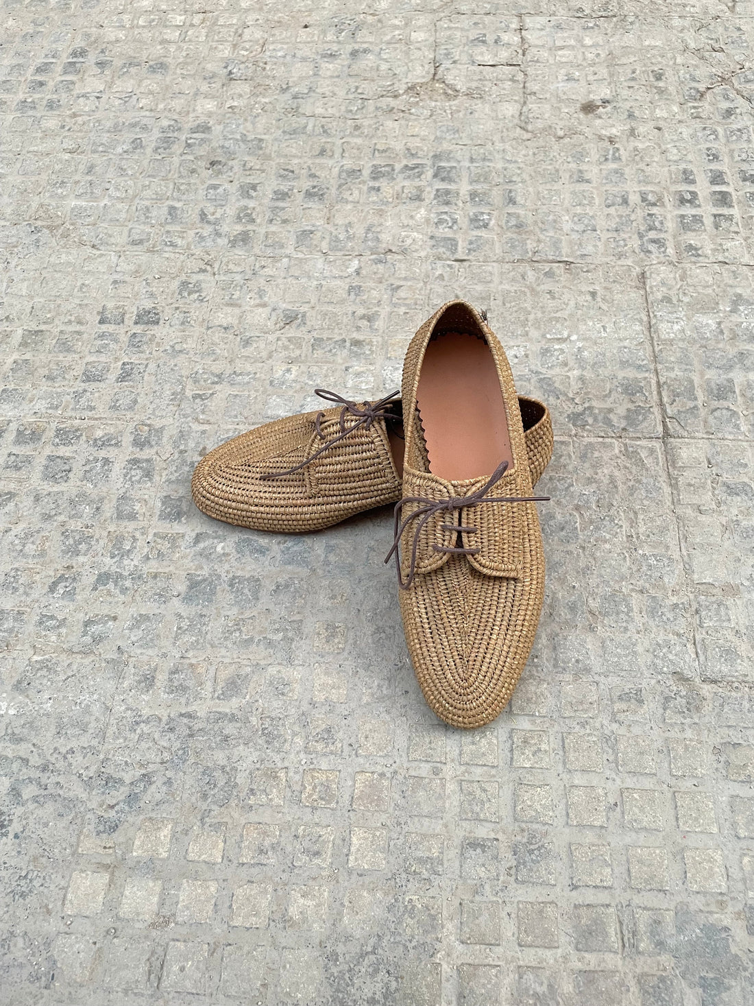 Minimal Raffia Lace-Up Shoes – Handwoven Natural Style
